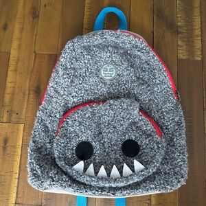 TIGERBEAR republic plush fuzzy 3D shark backpack teeth fin stripes kids
